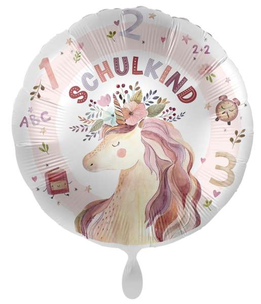 Folienballon - Schule Einhorn - ø 43cm